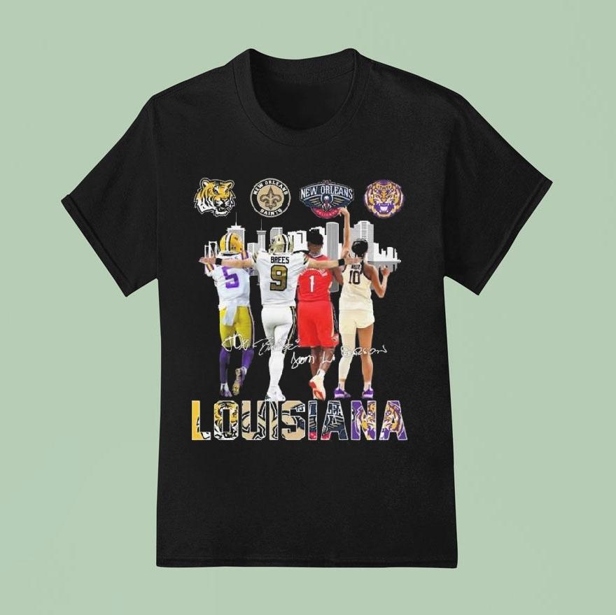 Lsu Tigers New Orleans Saints Pelicans Missouri Tigers Louisiana Team Signatures T Shirt