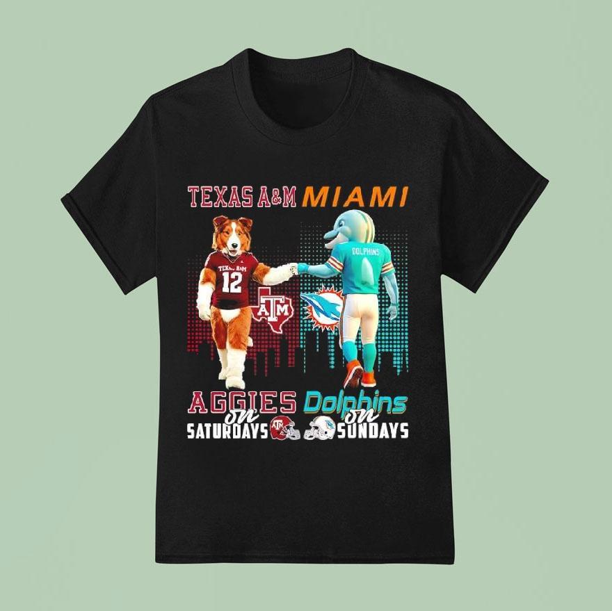 Mascot Of Texas Am Aggies On Saturdays And Miami Dolphins On Sundays T Shirt