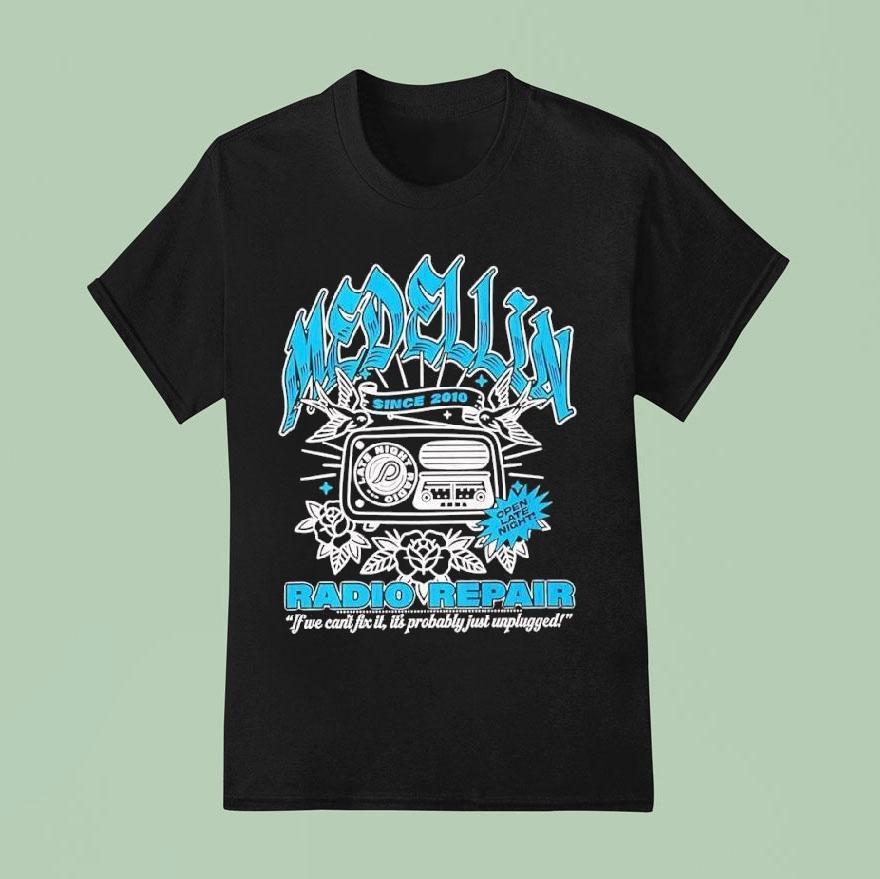 Medellin Radio Repair Late Night Since Graphic T Shirt