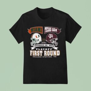Miami Vs Texas Am Cfp Round Head Head Helmet Dec T Shirt