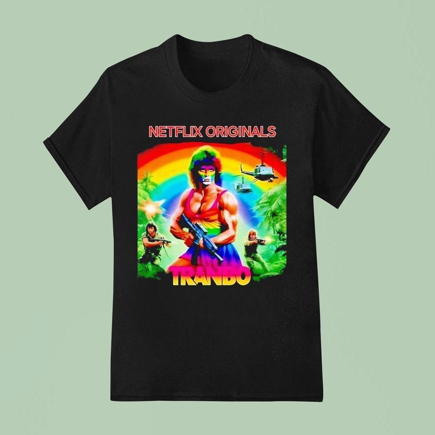 Netflix Originals Tranbo Style Rambo Parody T Shirt