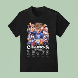 New England Patriots Afc East Champions Players Coach And Mascot Signatures T Shirt