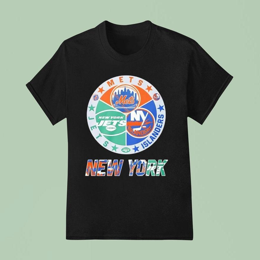New York Islanders New York Mets New York Jets Mashup Logo T Shirt