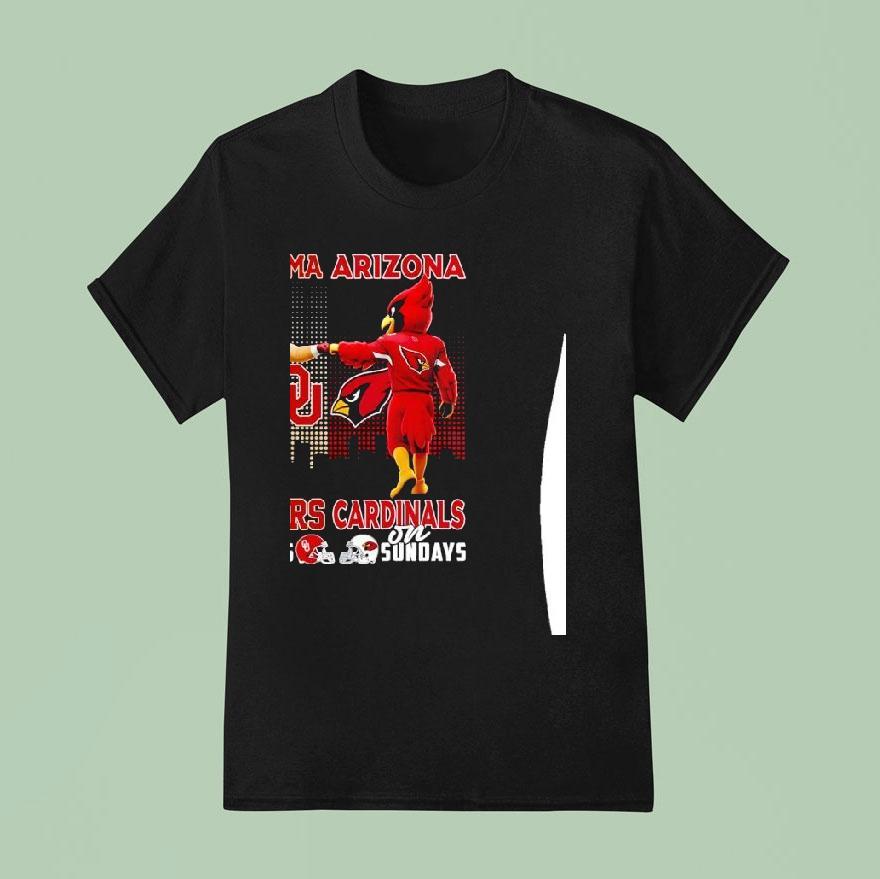 Oklahoma Sooners On Saturdays And Arizona Cardinals On Sunday Mascot With City Skyline T Shirt