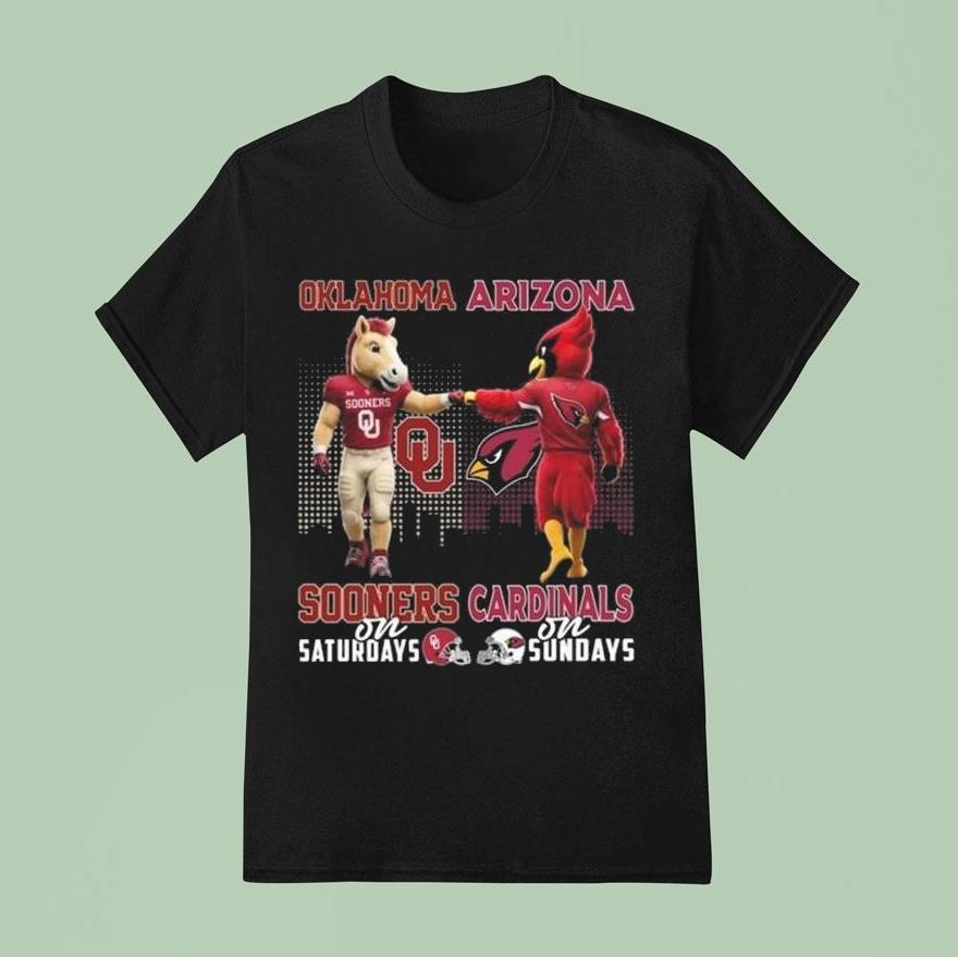 Oklahoma Sooners On Saturdays X Arizona Cardinals On Sundays Mascot T Shirt