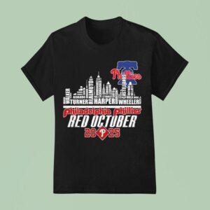 Philadelphia Phillies Red October Skyline Names T Shirt