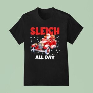 Santa Claus Driving Car Sleigh All Day Merry Christmas T Shirt