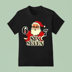 Santa Claus Holding Six Seven Merry Christmas T Shirt