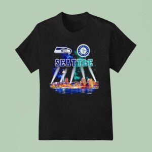 Seattle Seahawks And Seattle Mariners Logo Space Needle Town T Shirt