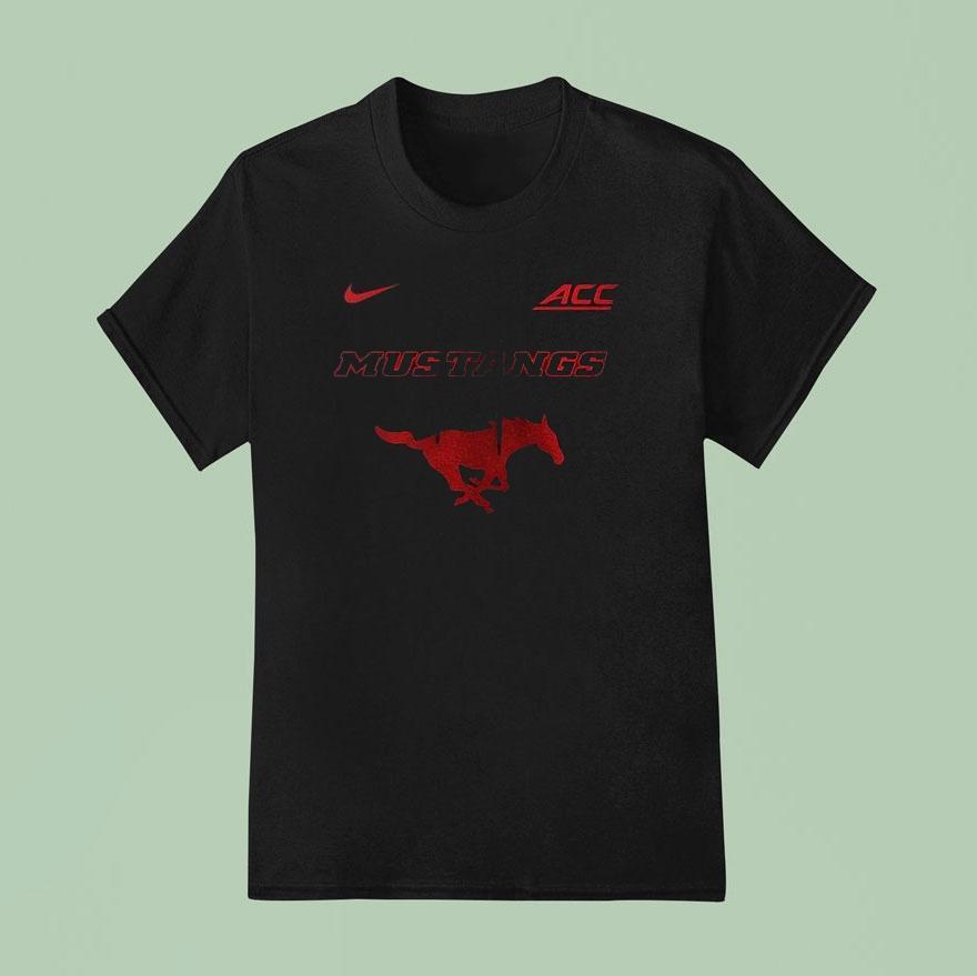 Smu Mustangs X Stranger Things Acc Crossover Logo T Shirt