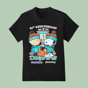 Snoopy And Charlie Brown The Peanuts Miami Dolphins Th Anniversary Super Bowl T Shirt