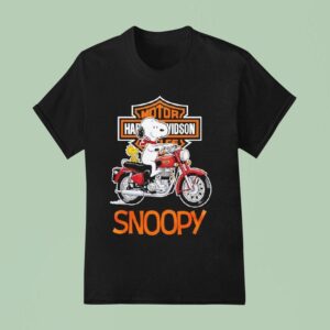 Snoopy And Woodstock Harley Davidson Motorcycle T Shirt