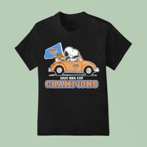 Snoopy And Woodstock Riding Car New York Knicks Basketball Nba Cup Champions T Shirt