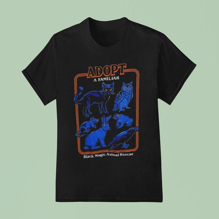 Steven Rhodes Adopt A Familiar Black Magic Animal Rescue Graphic T Shirt