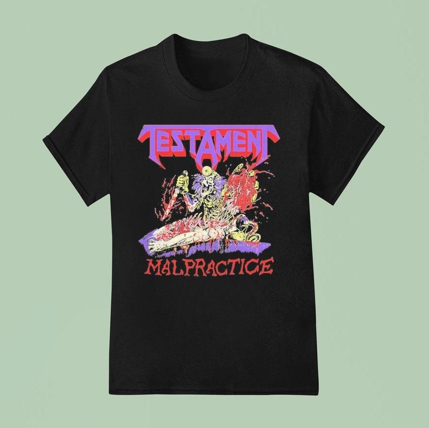 Testament Malpractice Skeleton Knife T Shirt