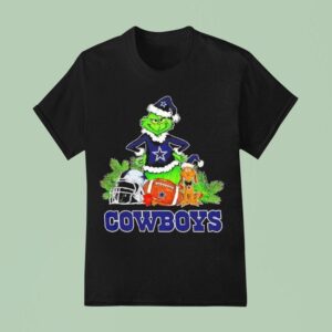 The Grinch And Max Dallas Cowboys Christmas Helmet Items T Shirt