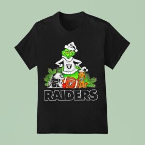 The Grinch And Max Las Vegas Raiders Christmas Helmet Items T Shirt