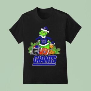 The Grinch And Max New York Giants Christmas Helmet Items T Shirt