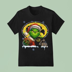 The Grinch X Ball And Helmet Iowa Hawkeyes Merry Christmas T Shirt