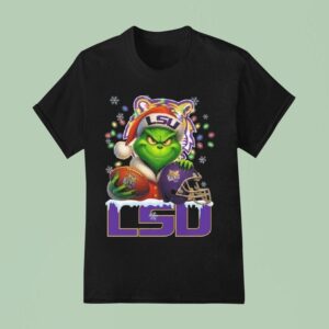 The Grinch X Ball And Helmet Lsu Tigers Merry Christmas T Shirt