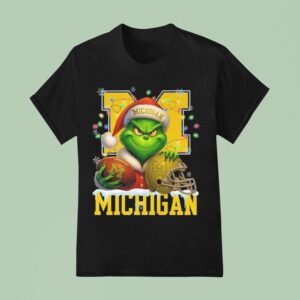 The Grinch X Ball And Helmet Michigan Wolverines Merry Christmas T Shirt
