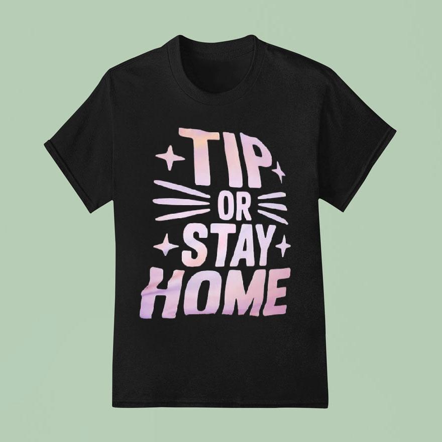 Tip Or Stay Home Cat Graphic T Shirt