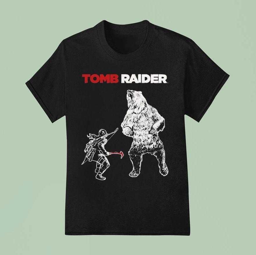 Tomb Raider Lara Vs Bear T Shirt