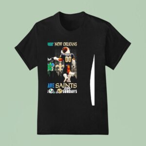 Tulane Green Wave On Saturdays And New Orleans Saints On Sunday Mascot With City Skyline T Shirt