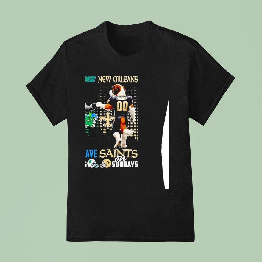 Tulane Green Wave On Saturdays And New Orleans Saints On Sunday Mascot With City Skyline T Shirt