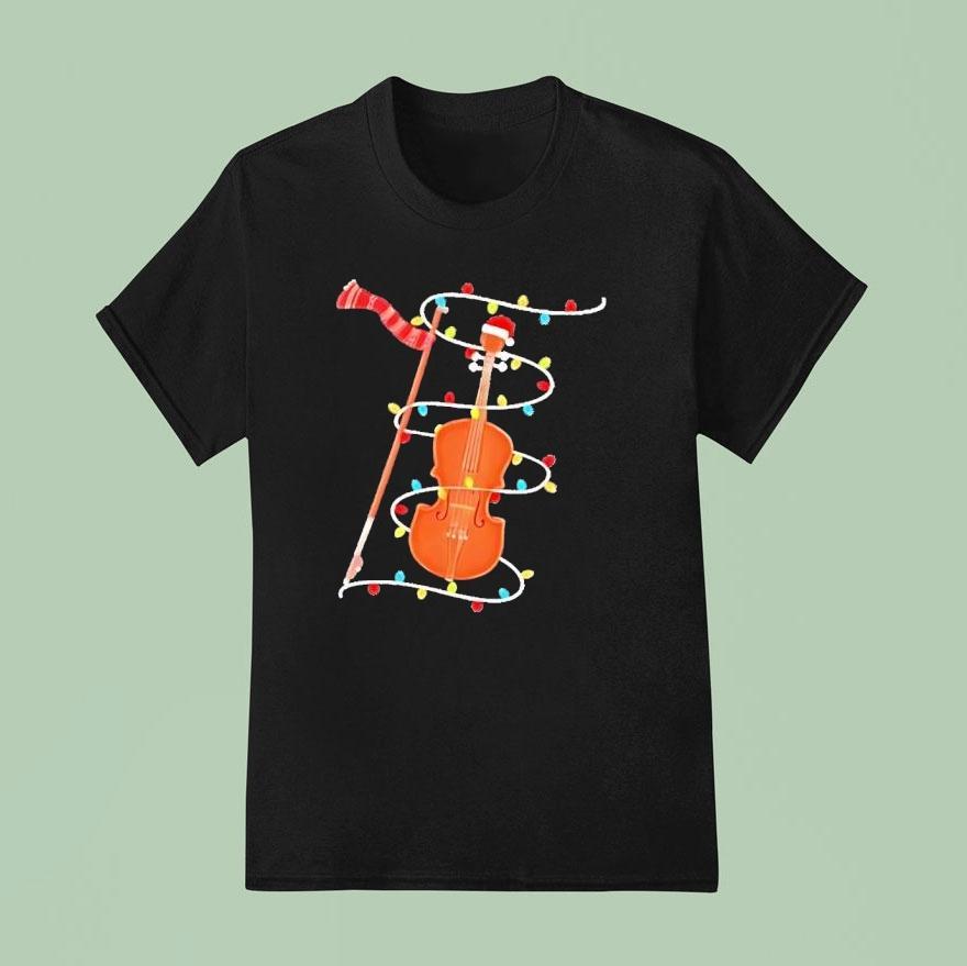 Violin Merry Christmas Lights T Shirt