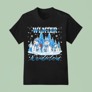 Winter Wonderland Snowman Family Snowflake Cozy Winter Scene T Shirt