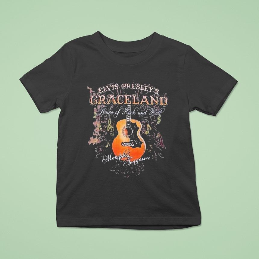 Elvis Presley Graceland Home Of The Rock And Roll Memphis Tennessee Guitar T Shirt Elvis Presley Graceland Home Of The Rock And Roll Memphis Tennessee Guitar T Shirt
