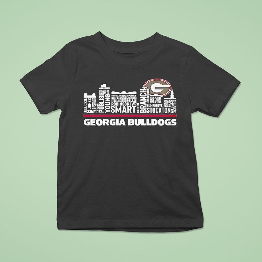 Georgia Bulldogs Football Name Players Shape Skyline City T Shirt Georgia Bulldogs Football Name Players Shape Skyline City T Shirt