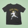 Jesus Saves Baseball Player Graphic T Shirt