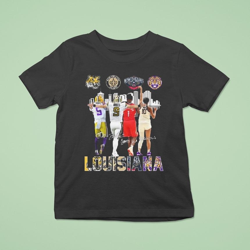 Lsu Tigers New Orleans Saints Pelicans Missouri Tigers Louisiana Team Signatures T Shirt Lsu Tigers New Orleans Saints Pelicans Missouri Tigers Louisiana Team Signatures T Shirt
