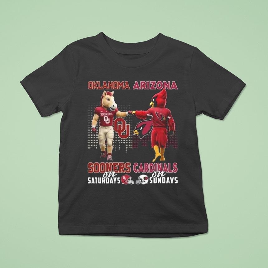 Oklahoma Sooners On Saturdays X Arizona Cardinals On Sundays Mascot T Shirt Oklahoma Sooners On Saturdays X Arizona Cardinals On Sundays Mascot T Shirt