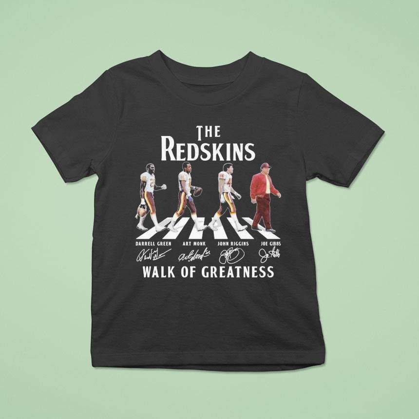 Washington Commanders The Redskins Walk Of Greatness Road Abbey Signatures T Shirt Washington Commanders The Redskins Walk Of Greatness Road Abbey Signatures T Shirt