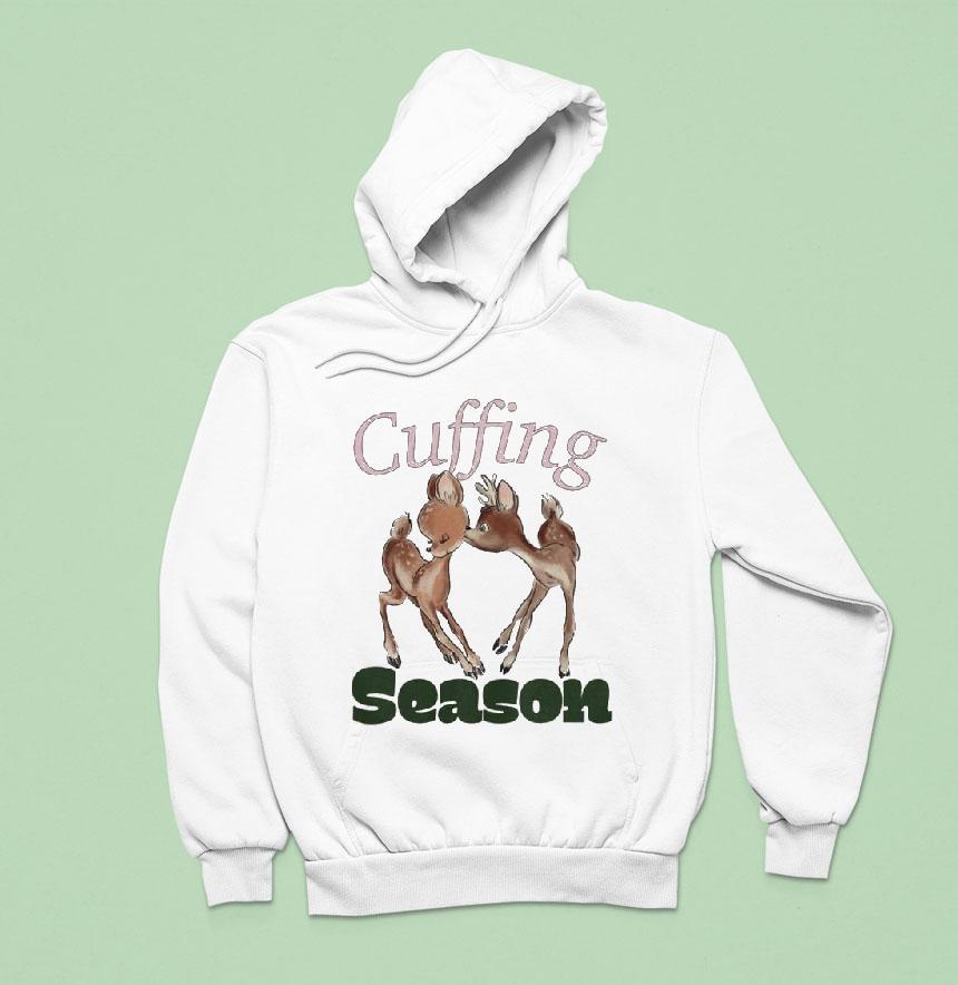 Cuffing Season Deers Kiss Christmas Hoodie Cuffing Season Deers Kiss Christmas Hoodie