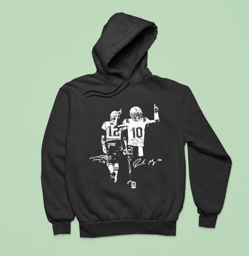 Drake Maye And Tom With Signature New England Patriots Hoodie Drake Maye And Tom With Signature New England Patriots Hoodie