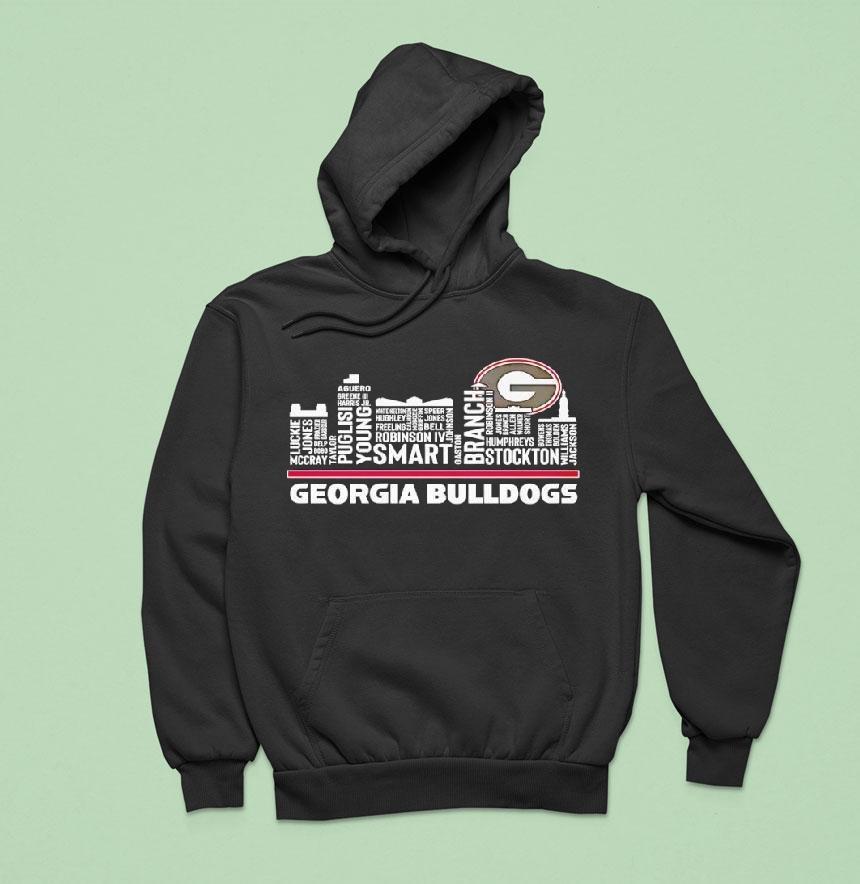 Georgia Bulldogs Football Name Players Shape Skyline City Hoodie Georgia Bulldogs Football Name Players Shape Skyline City Hoodie