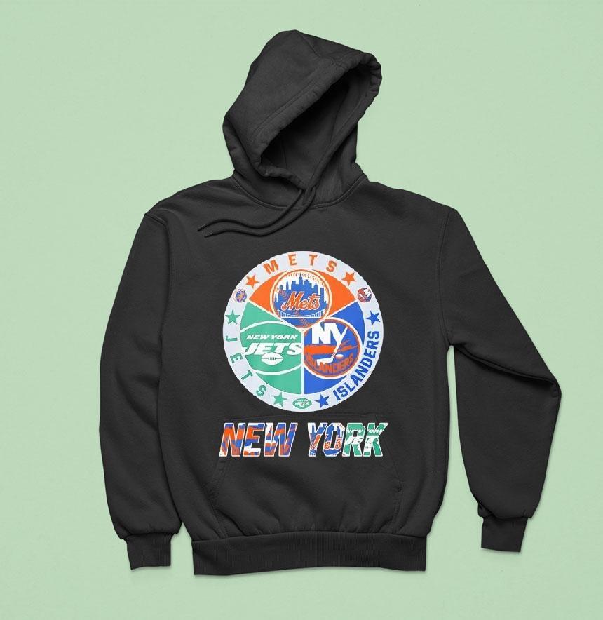 New York Islanders New York Mets New York Jets Mashup Logo Hoodie New York Islanders New York Mets New York Jets Mashup Logo Hoodie