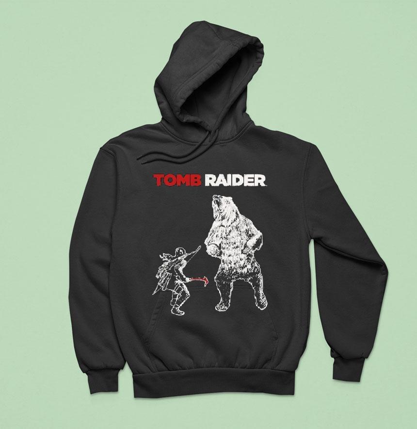 Tomb Raider Lara Vs Bear Hoodie Tomb Raider Lara Vs Bear Hoodie