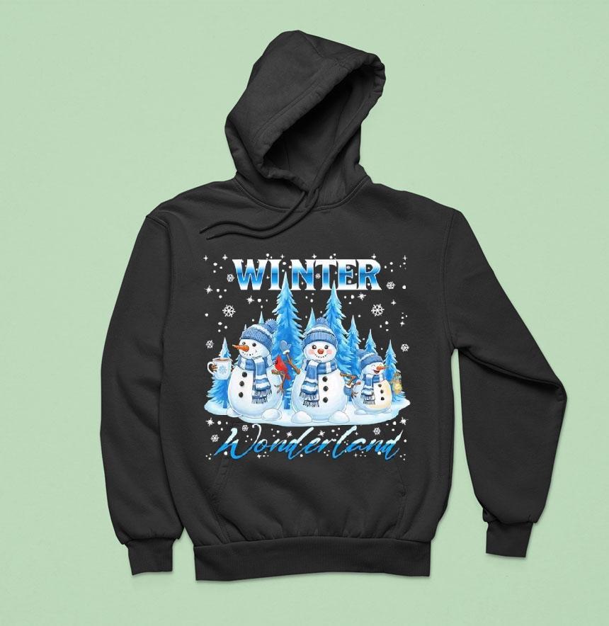 Winter Wonderland Snowman Family Snowflake Cozy Winter Scene Hoodie Winter Wonderland Snowman Family Snowflake Cozy Winter Scene Hoodie