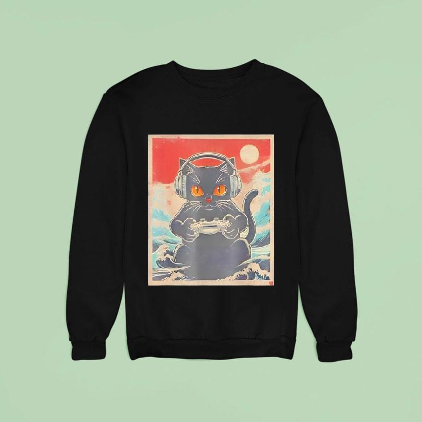 Cute Anime Gamer Kawaii Cat Japanese Gaming Sweatshirt Cute Anime Gamer Kawaii Cat Japanese Gaming Sweatshirt