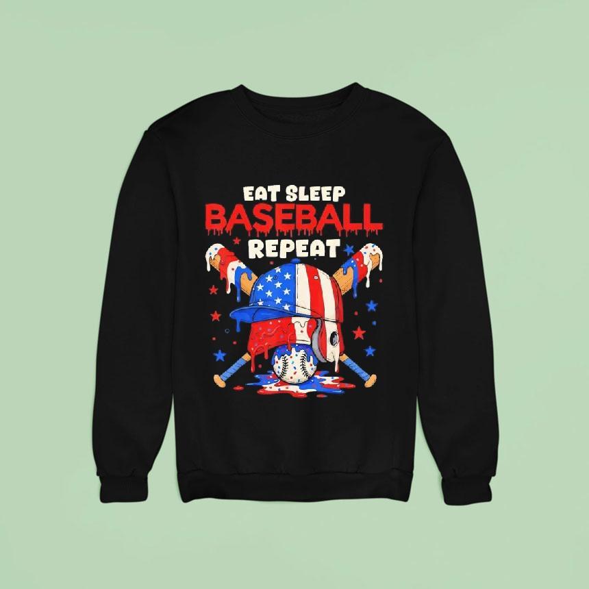Eat Sleep Baseball Repeat Funny Ice Cream Drip Crossed Bats Sweatshirt Eat Sleep Baseball Repeat Funny Ice Cream Drip Crossed Bats Sweatshirt