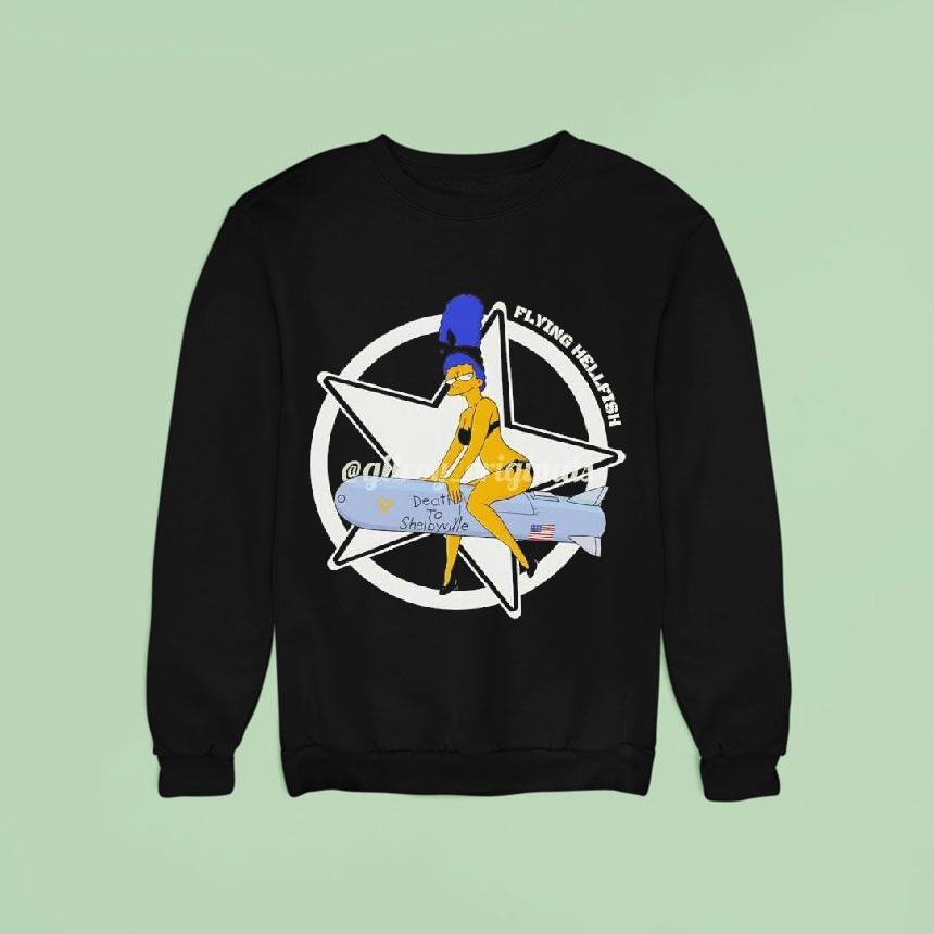 Flying Hellfish Death To Shelbyville Graphic Sweatshirt Flying Hellfish Death To Shelbyville Graphic Sweatshirt
