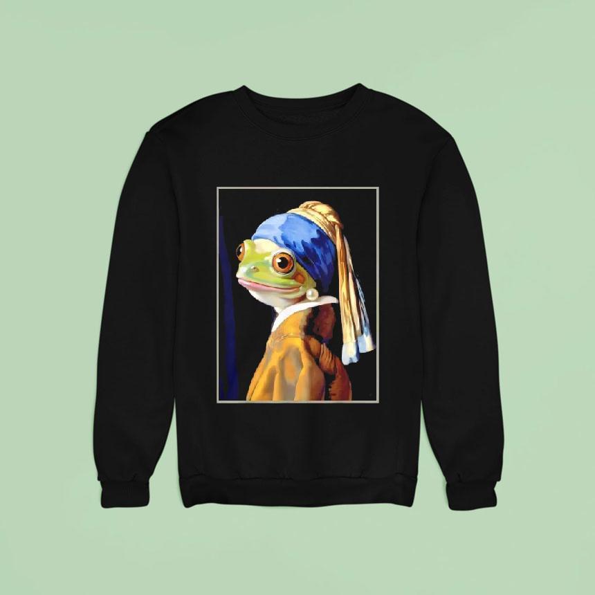 Frog Vermeer S Girl With A Pearl Earring Parody Meme Sweatshirt Frog Vermeer S Girl With A Pearl Earring Parody Meme Sweatshirt