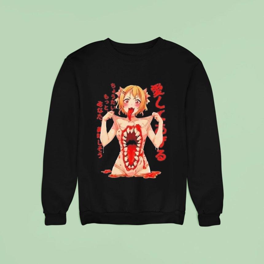 Horror Anime Girl Monster Mouth Sweatshirt Horror Anime Girl Monster Mouth Sweatshirt