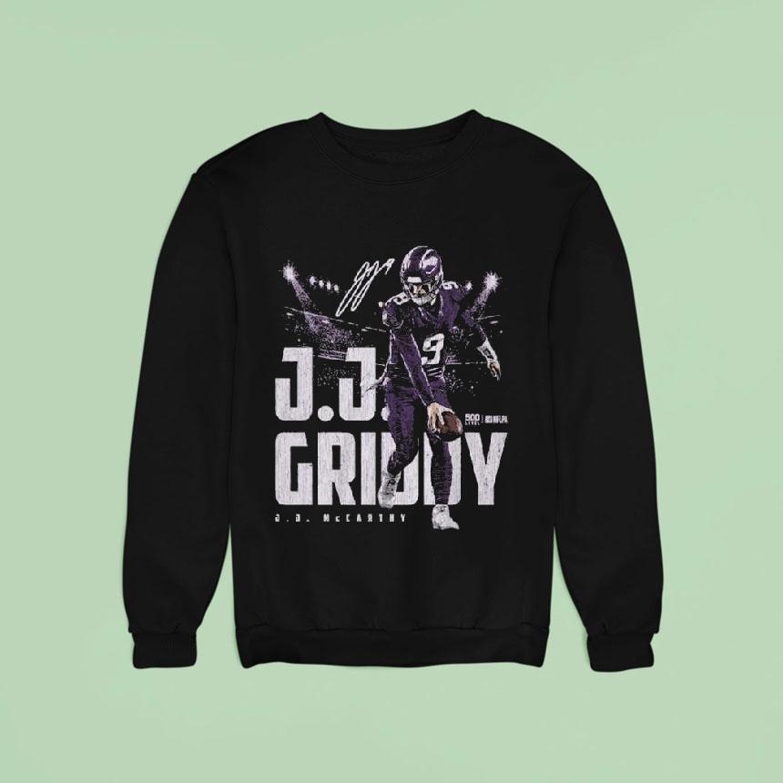 J J Mccarthy Minnesota Griddy Sweatshirt J J Mccarthy Minnesota Griddy Sweatshirt