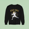 Jesus Saves Baseball Player Graphic Sweatshirt